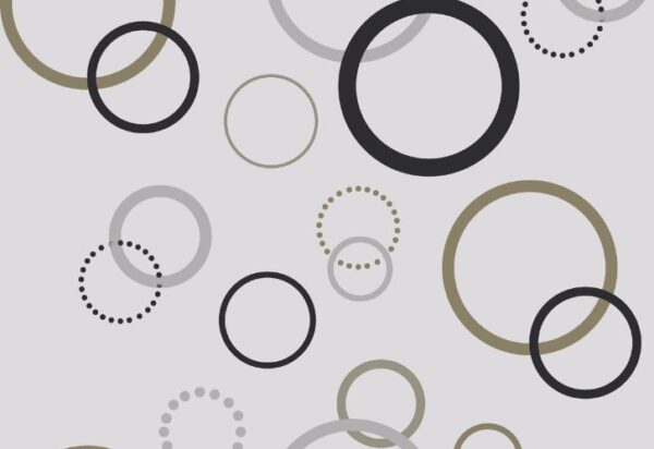Papel de Parede Geométrico Circulos Preto e Dourado